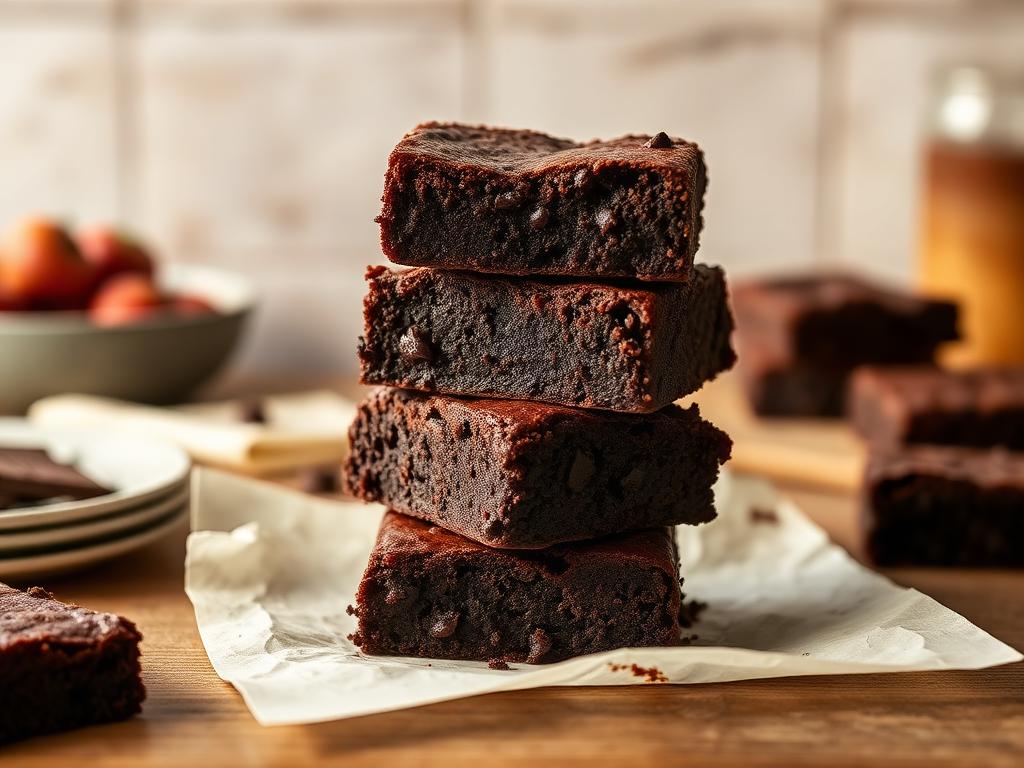 Stack of double chocolate brownies