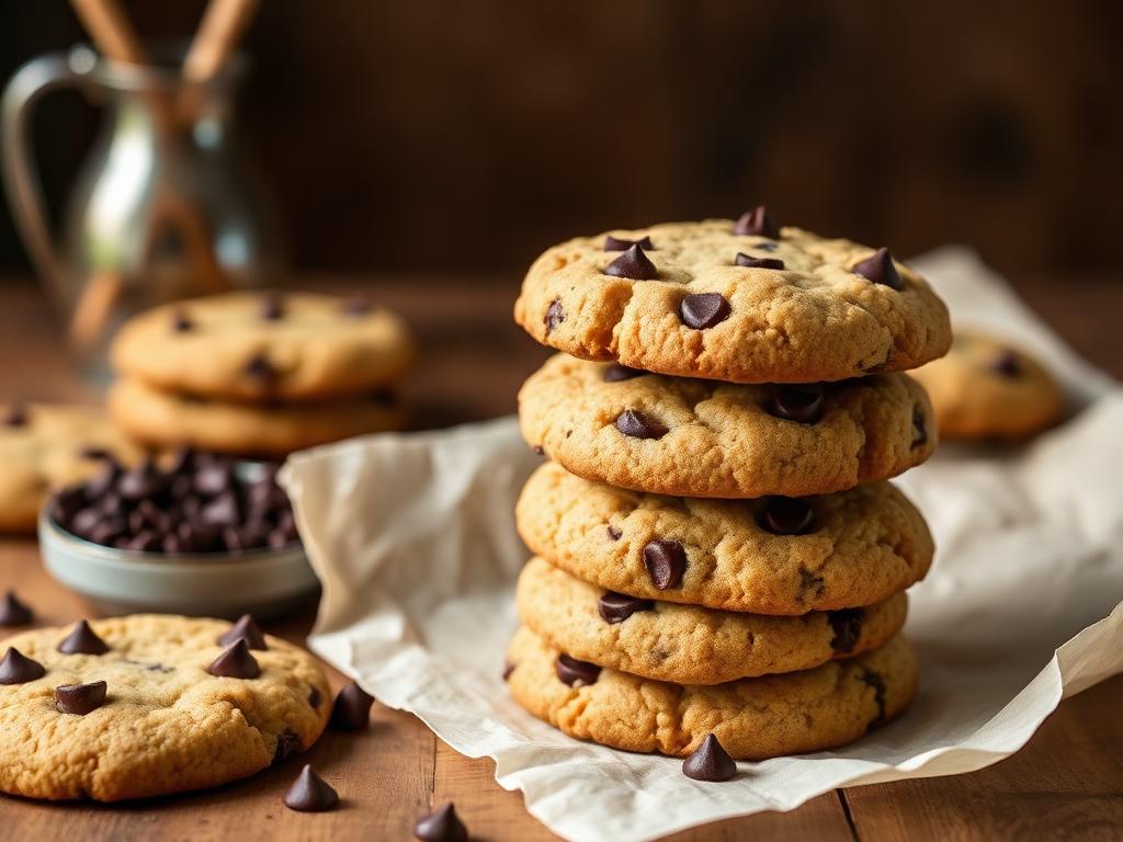 Stack of brown butter chocolate chip cookies